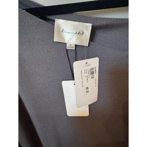 Line and Dot Denim Blue Off Shoulder Top - Size Medium (NEW) - Picture 3 of 4